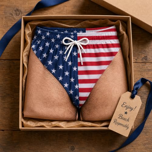 Men's Patriotic Swim Trunks - Quick Dry Beach Shorts