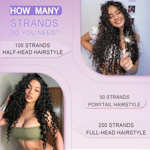 Deep Wave Feather Crochet Hair 20" 25 Strands Knotless Extensions