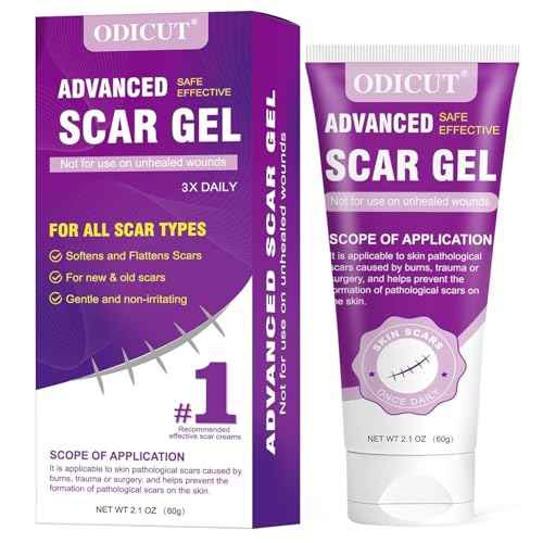 Silicone Scar Gel, Intensive Scar Cream, 2.1oz Keloid Bump Removal for Stretch Marks Removal, Surgical Scars, Cesarean Section, Acne, Injury, Burns, Doctor-tested Scar Improvement (60g)