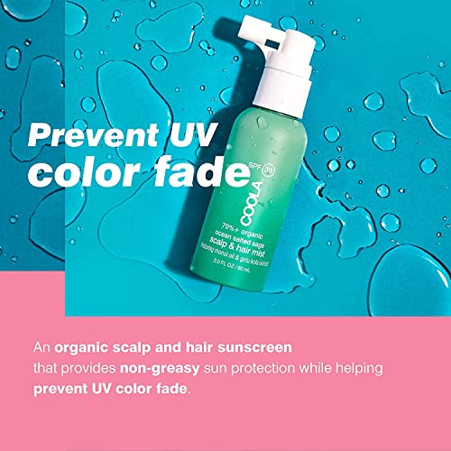 COOLA Organic Scalp Spray & Hair Sunscreen Mist with SPF 30, Dermatologist Tested Hair Care for Daily Protection, Vegan and Gluten Free, Ocean Salted Sage, 2 Fl Oz