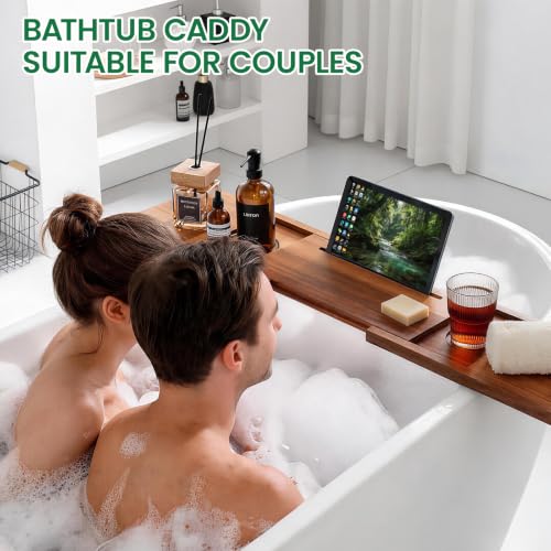 Acacia Wood Bathtub Caddy Tray 32-42 Inches