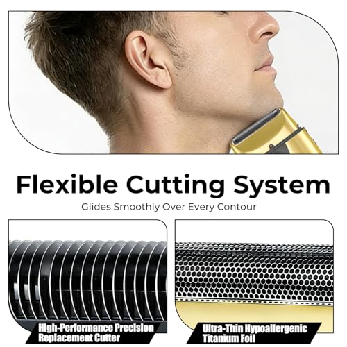 2-Pack Shaver Replacement Foil and Cutter Compatible with BaBylissPRO UV-Disinfecting Single Replacment Foil (Gold)