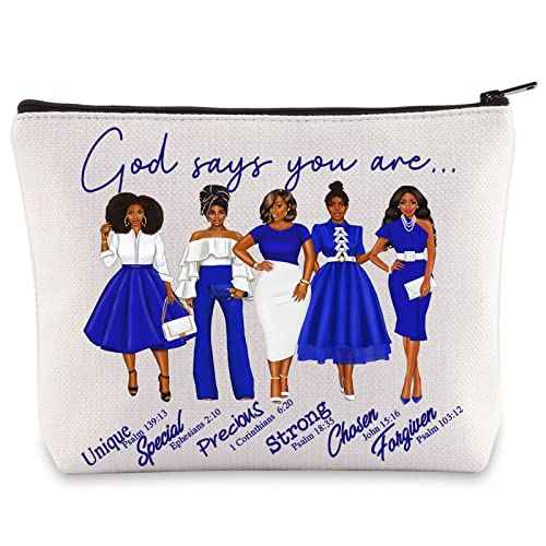 WZMPA Sorority Zeta Cosmetic Makeup Bag Finer Women Gift God Says You Are Sorority Makeup Zipper Pouch Bag Zeta Paraphernalia (God Says Zeta)