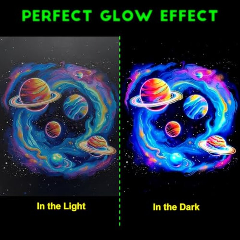 Glow in the Dark Fabric Paint Set - 12 Neon Colors, 20ml Each