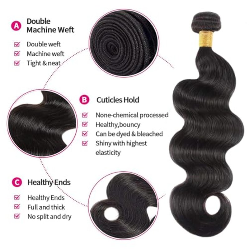 Brazilian Body Wave Hair Bundles 12 14 16 inch