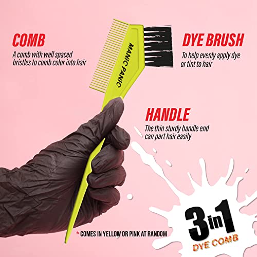 MANIC PANIC Dye Tool Kit - Hair Dye Brush + Comb Applicator, Hair Cap & Latex-Free Gloves - Reusable & Easy to Clean - Accessories for DIY & Salon Coloring (3 Piece Set)