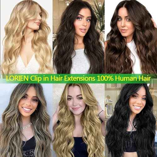 LORIEN Clip in Hair Extensions Real Human 100g 100% Brazilian Remy on 8pcs Per Set with 18Clips Double Weft (18 Inch, #1 Jet Black Color)