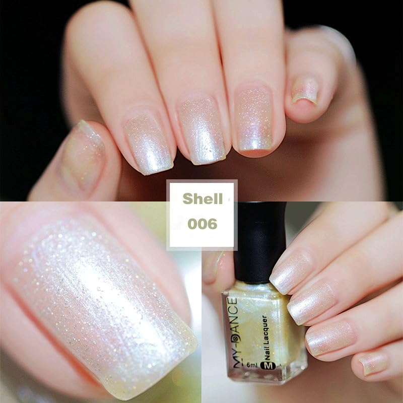 Pearl Milky White Shimmer Nail Polish 6ml - Quick Dry