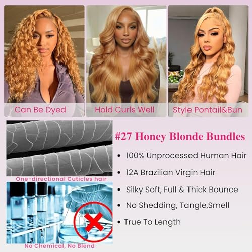 ALHER #27 Honey Blonde Body Wave Human Hair Bundle 20 Inch