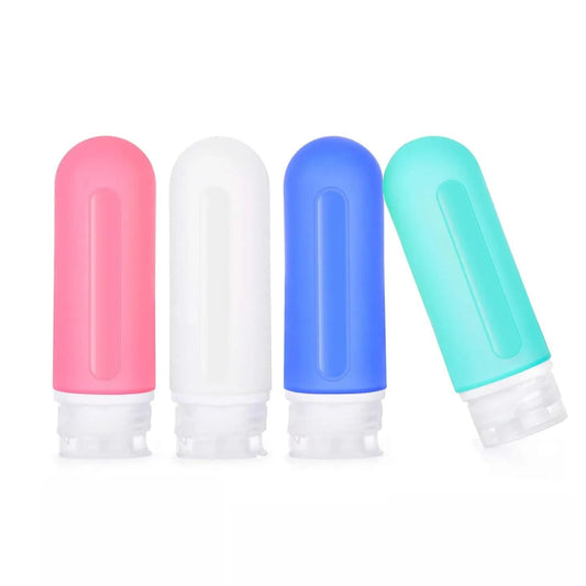 Travel Bottles for toiletries, Tsa Approved 3oz Travel Size Containers BPA Free Leak Proof Refillable Liquid Silicone Squeezable Travel Accessories for Shampoo Conditioner Lotion (4 Bottles + 2 Jars）