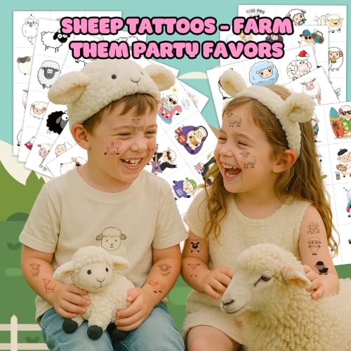 120 PCS Sheep Temporary Tattoos Farm Party Favors Stickers