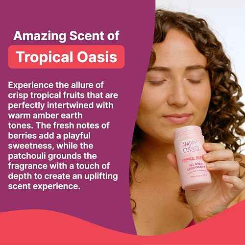 HAPPY CURVES All Over Whole Body Deodorant for Women - Aluminum-Free - Invisibile All Day Layer of Full Body Protection for Odor Control Only, Sensitive Skin, & Private Parts (Tropical Oasis)