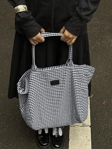 Montana West Gingham Tote Bag for Women - Large Canvas Shoulder Bag