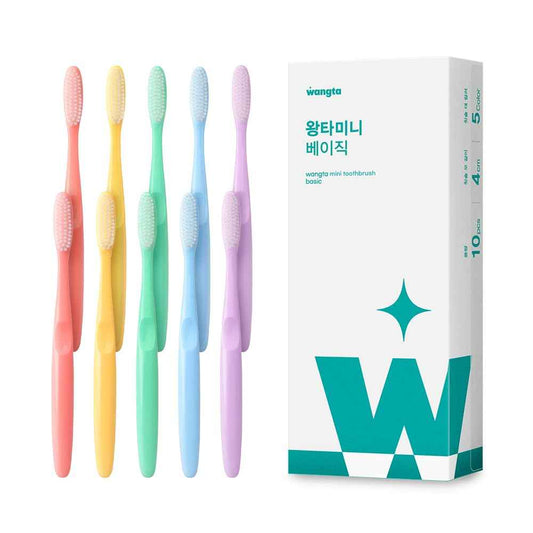 WANGTA Mini Basic – Large Toothbrush – 1.4 inch (3.5 cm) Head | 3,200 Bristles for Deep Cleaning & Gum Care | Made in Korea Premium Oral Care (10 Pack)
