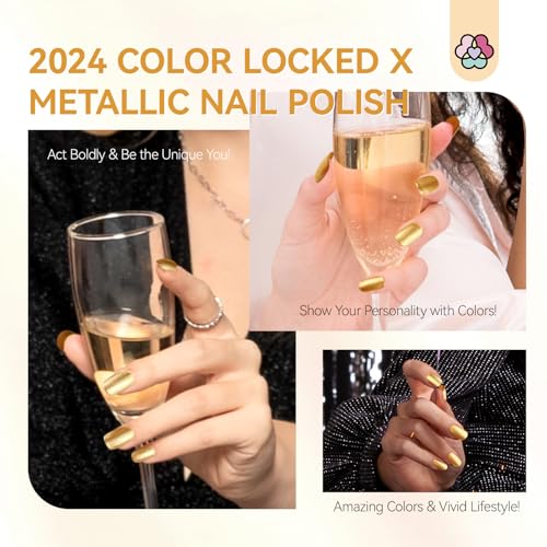 SAVILAND Gold Metallic Nail Polish - Quick Dry, 0.34 oz