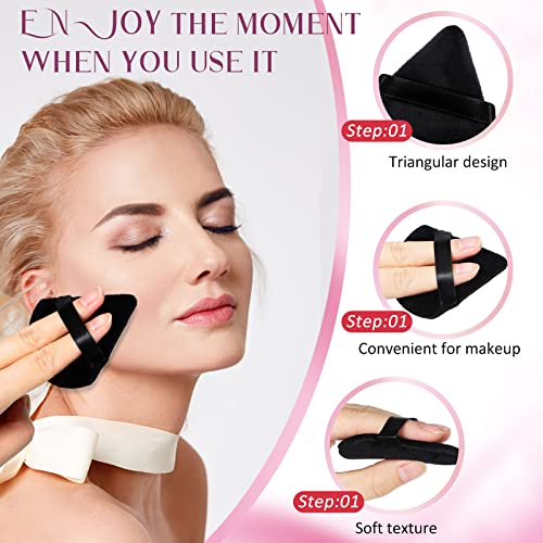Meanplan 90 Pcs Powder Puff Face Soft Triangle Makeup Puff Sponges Setting with Strap Makeup Blenders and Sponges Cosmetic Foundation Make up Tool for Loose Body(Black, White, Gray)