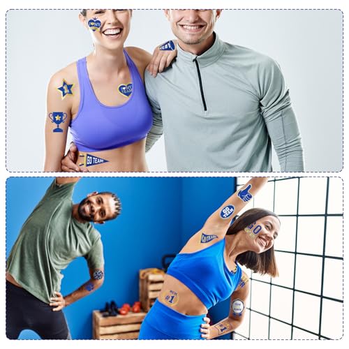 Blue Gold Team Spirit Temporary Tattoos 138PC