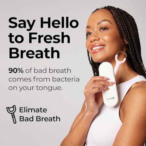 Venneir¢ç Tongue Scraper with Travel Case, Oral Glide Pro?Bad Breath Treatment, Medical-Grade Stainless Steel? for Adults & Kids. 100% Rustproof, Sleek & Effective Design (Slate White)