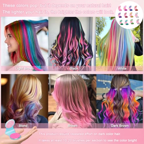 12 Color Washable Hair Chalk Set for Kids - Non-Toxic Temporary Dye