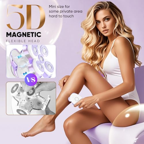 Electric Razors for Women - Upgraded Electric Shaver for Women with Magnetic Heads, Rotary Hair Remover Kit for Legs Bikini Face, Lady Trimmer for Sensitive Skin, Detachable and Waterproof, Grape