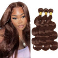 #4 Brown Body Wave Human Hair Bundles 22" 3-Pack
