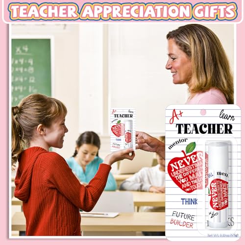 100 Pack Employee Appreciation Gifts Lip Balms Bulk Teacher Coworker Team Thank You Gift for Staff Volunteer Thanksgiving Christmas Appreciation Party Favors for Women Men (Classic)