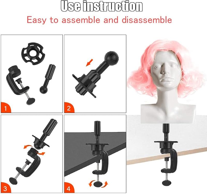 Teenitor Wig Mannequin Head Stand 2 Pack Black
