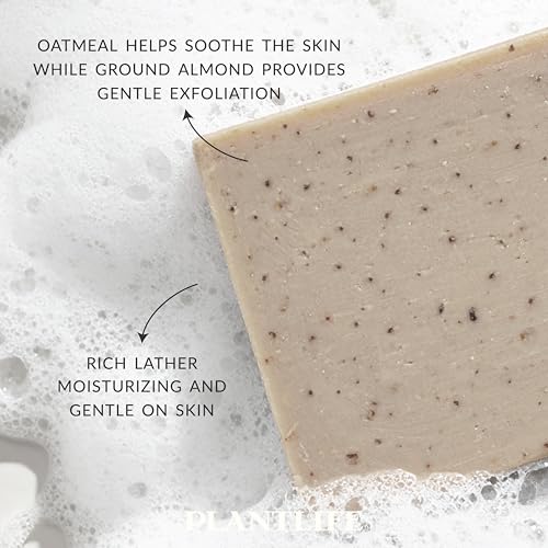 Plantlife Oatmeal Almond Bar Soap - Moisturizing and Soothing Soap for Your Skin - Hand Crafted Using Plant-Based Ingredients - Made in California 4oz Bar