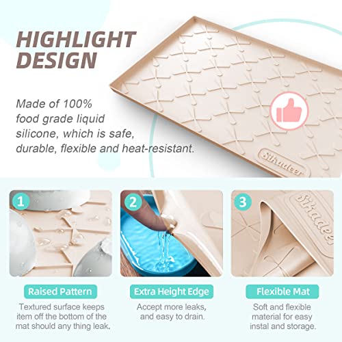 SIKADEER Under Sink Mat for Kitchen Waterproof, 37" x 22" Silicone Cabinet Liner Mat for Bathroom Under Sink Organizer with Raised Edge Protector for Drips Leaks Spills Tray