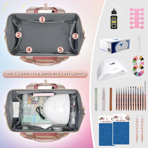 LTINVECK Nail Polish Organizer Backpack - Holds 70 Bottles