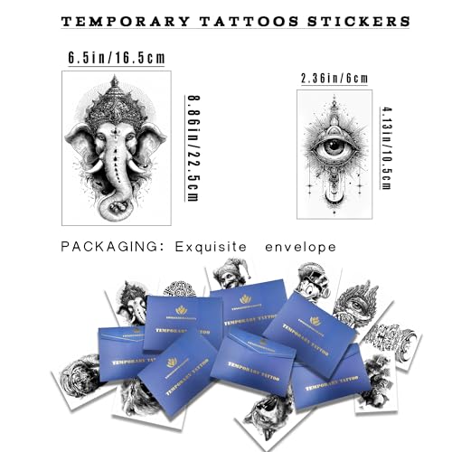 Temporary Tattoos for Adults – 36 Designs, 3-7 Day Wear