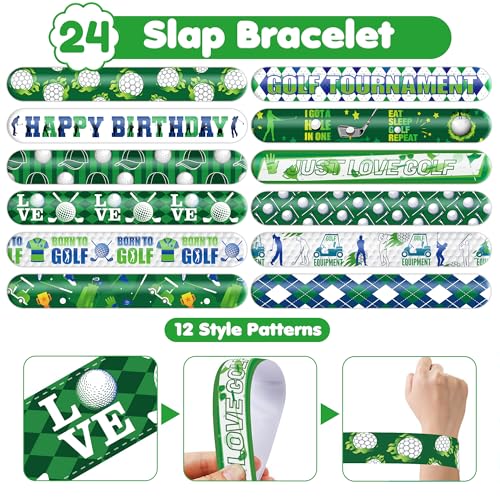 48PCS Golf Party Set 24PCS Temporary Tattoos & 24PCS Slap Bracelets Fun Golf-Themed Birthday Supplies, Baby Shower Gifts, Classroom Rewards & Party Decorations for Kids (Boys & Girls)