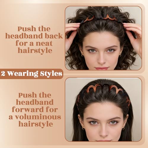 8-Piece Zigzag Headbands Set with Non-Slip Teeth - 90s Style