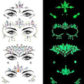 Glow in the Dark Face Gems Stickers - 4 Sets Rhinestone