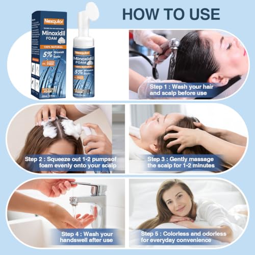 Minoxidil 5% Foam for Hair Growth for Men and Women – Fast-Absorbing Regrowth Treatment