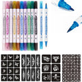 Temporary Tattoo Markers + 80 Stencils, 10-Count Body Art Pens