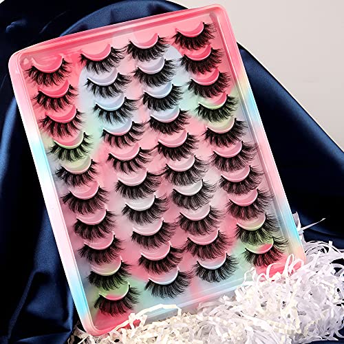 20 Pairs False Eyelashes 5D Faux Mink Natural Fluffy Lashes