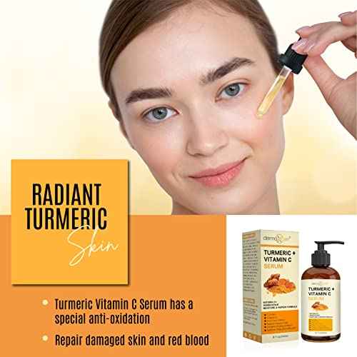 Turmeric Serum for Face + Glow-Boosting Vitamin C Serum - Organic Moisturizer for Dark Spots & Clear Wrinkles - Boosts Hydration for Dry & Tired Skin - Anti-Aging Formula for Glowing Skin - 8 FL OZ