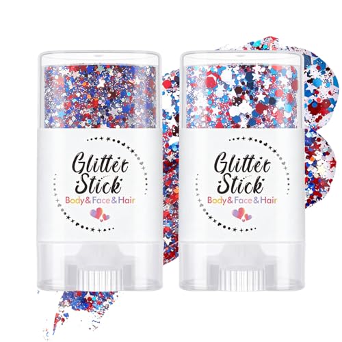 Red White Blue Glitter Stick - Waterproof 4th of July Face Makeup