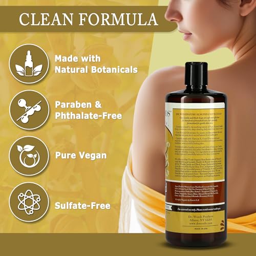Dr. Woods Almond Liquid Castile Soap - Castile Soap with Pure Almond Oil, Body Wash for Men and Women, Organic Shea Butter, Natural Cleaner for Face, Hands, and Body - 32 Fl Oz, Pack of 3