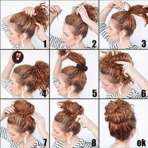 Large Hair Donut Bun Maker Set - 2 Pack Brown for Thick & Long Hair - Trendy Hairstyles