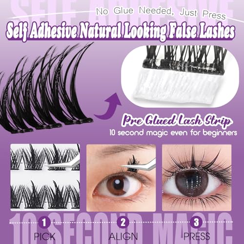 Self-Adhesive Eyelash Clusters Wispy 12-14MM No Glue