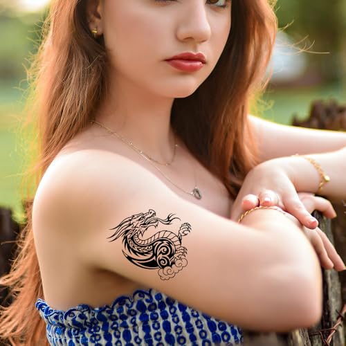 28-Piece Dragon Temporary Tattoos - Waterproof Stickers