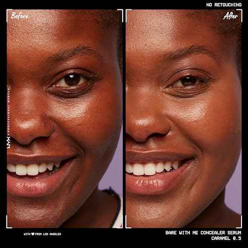 NYX PROFESSIONAL MAKEUP Bare With Me Concealer Serum, Up To 24Hr Hydration - Caramel