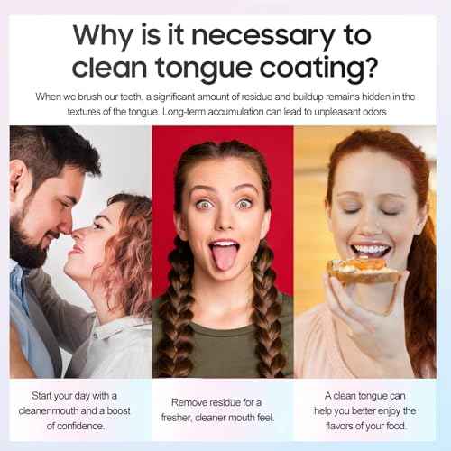 e Scraper and Brush for Adults, 5-Pack with Travel Case, Micro Bristle Tongue Cleaner (5 Colors)