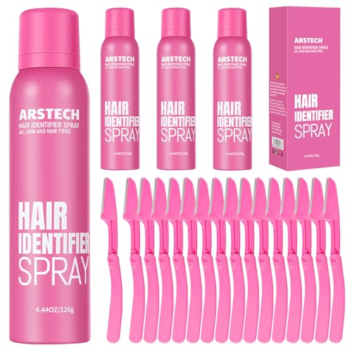 Hair Identifier Spray for Face Shaving Dermaplaning - Rose 4 Pack, Sweet Floral Scent