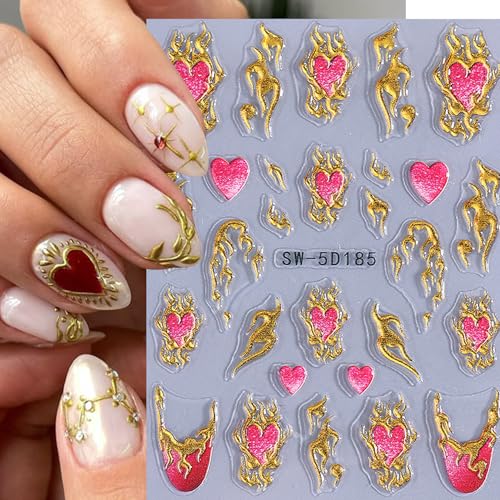 Sun Moon Star 5D 3D Embossed Nail Art Stickers (9 Sheets) - Bohemian Decals