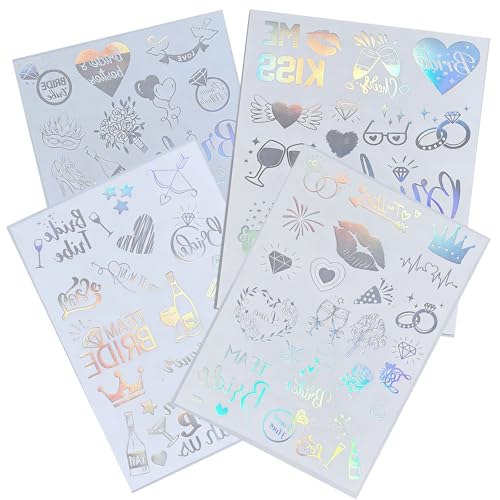 Gold Bride Temporary Tattoos for Bachelorette Party (8 Pack)
