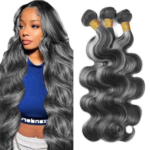 Fridnae P1B Grey Body Wave Human Hair Bundles - 12 Inch