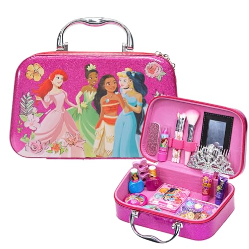 Townley Girl Disney Princess Tiana, Cinderella, Jasmine, Moana and Ariel Fashion Purse Set with Makeup, Toys Gift for 3 4 5 6 7 8 9 10 11 12 Years Old Kid